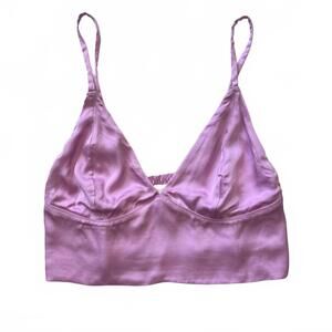 Aerie Satin Bralette Lavender Purple M NWT Smocked Back Loungewear Sleepwear Top
